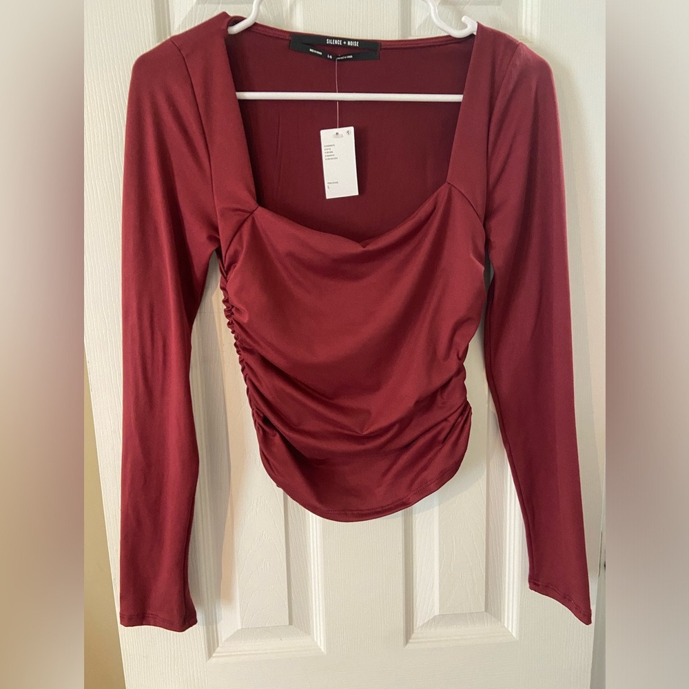 NWT Urban Outfitters Silence + Noise Victoria Long Sleeve, Square Neck Top, L